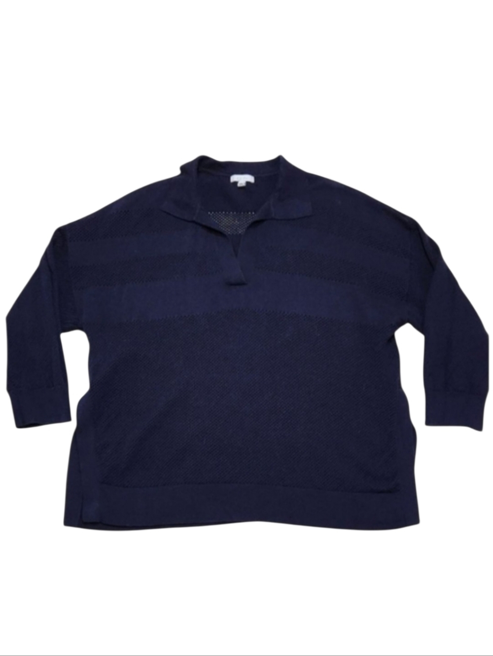 JOHNNY WAS Calme Pullover Sweater Organic Cotton / Cashmere Dark Blue Size XL